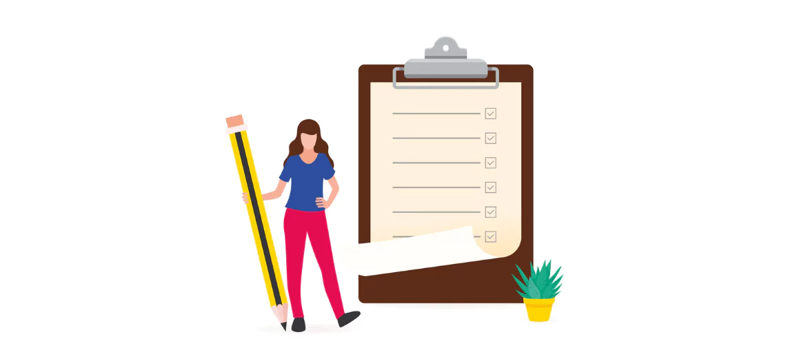 person with notes animation