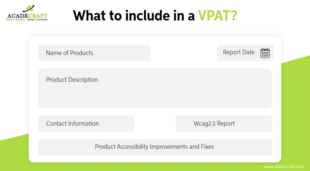 What to include in a VPAT